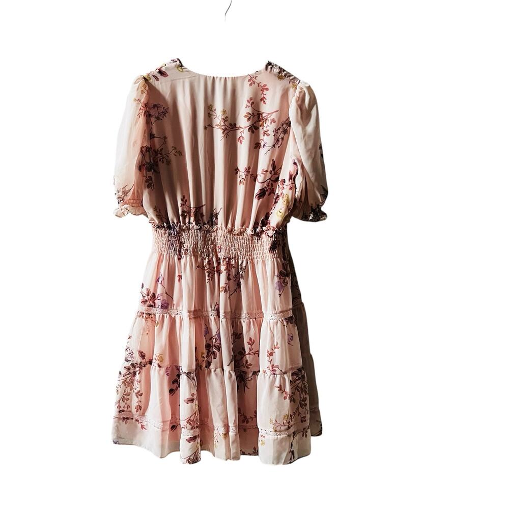Taylor Fooral Tiered Short Sleeve A Line Dress Size 12 Pink Multicolor - Picture 3 of 8